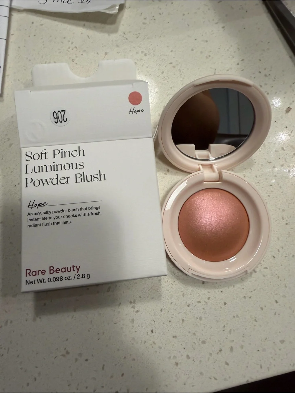 Rare Beauty Soft Pinch Luminous Powder Blush — Peach-Pink Shimmer (Hope)